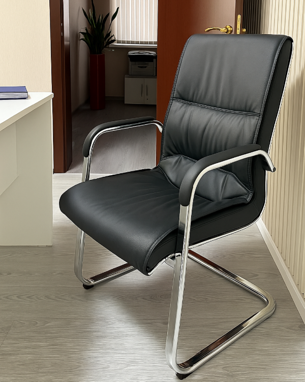 Producto - Silla de Oficina Acolchonada con Base Trineo Fija Cromada