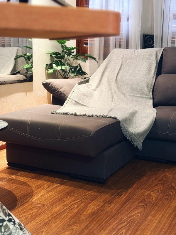 Producto - Manta rústica gris lisa