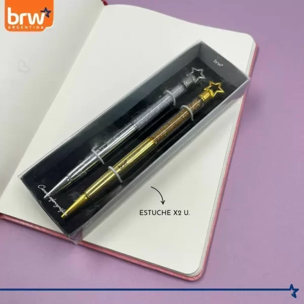 Producto - Boligrafos Metálicos - Diseño Stars - Estuche X2
