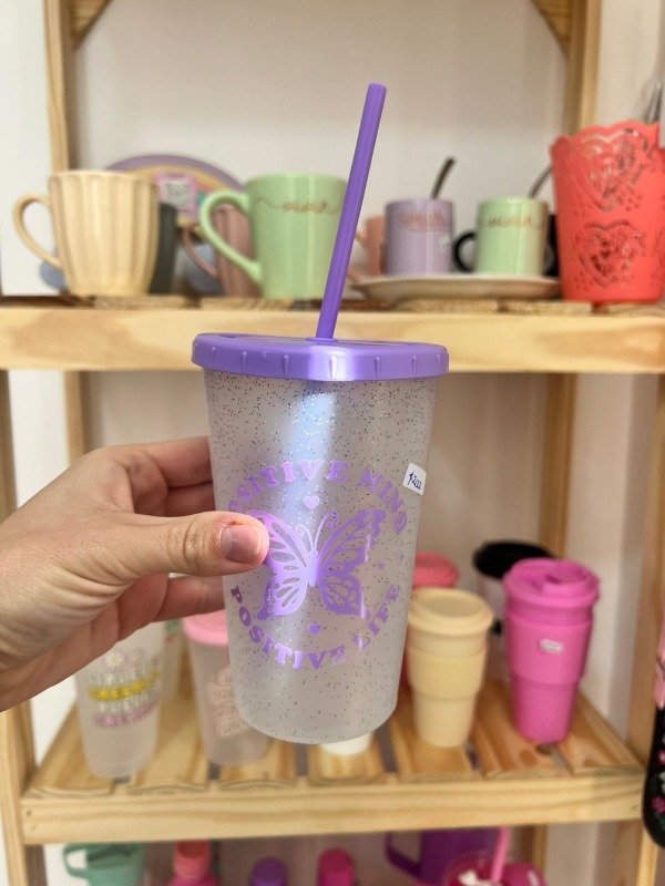 Producto - Vaso con glitters sorbete LILA