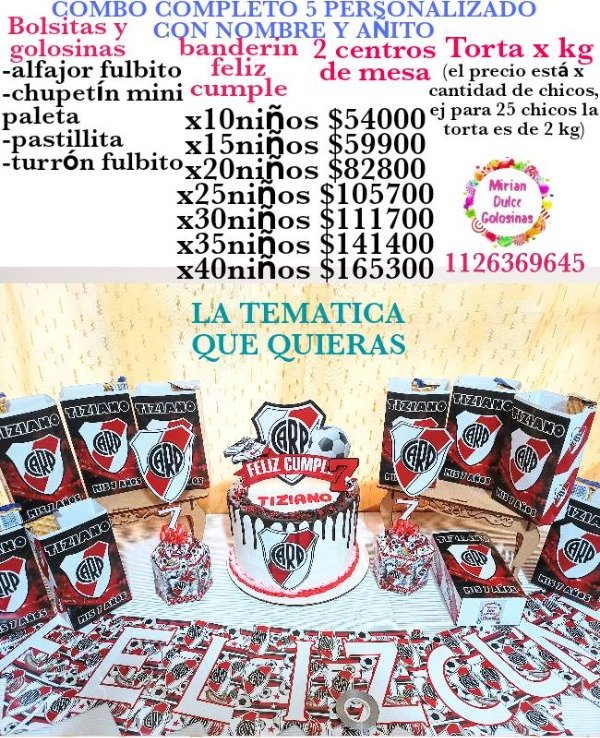 Producto - Combo cumpleaños 5 river plate