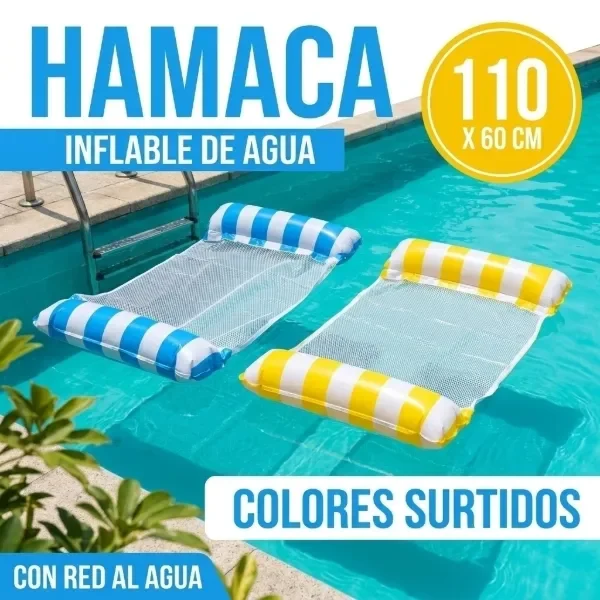 Producto - Hamaca Inflable de Agua con Red 110 x 60 cm Colores Surtidos - 0
