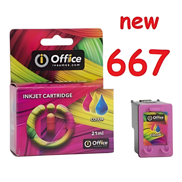 Producto - CARTUCHO ALTERNATIVO HP #667XL COLOR 18ML OFFICE 3YM78AL CHIP NUEVO OFFICE