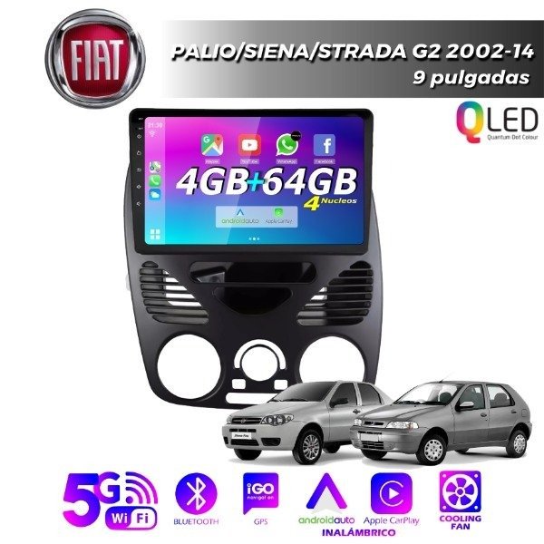 Producto - MULTIMEDIA FIAT SIENA PALIO G2 - 9 PULGADAS CARPLAY Y ANDROID AUTO