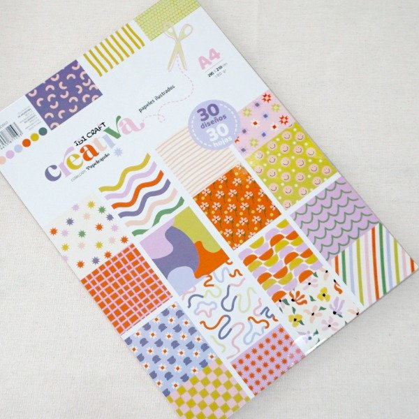 Producto - Papel Scrap A4 Ibi Craft.30 diseños.30 hj.180gr.Colección Creativa Papeleando