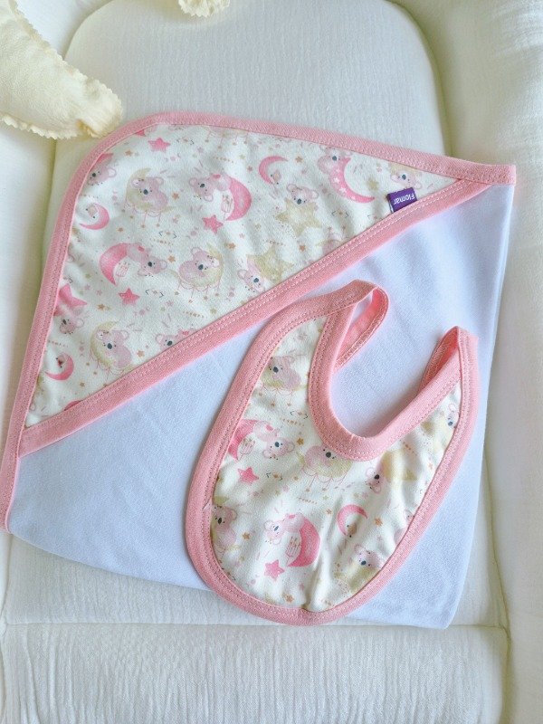 Producto - Mantilla de algodón Lunas y estrellas rosa