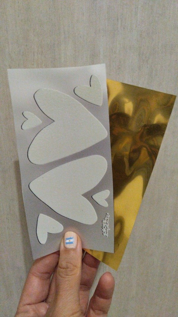 Producto - Termotransferible ORO Tira "S" (7,5x14,5cm) Corazónes #1 Grandes