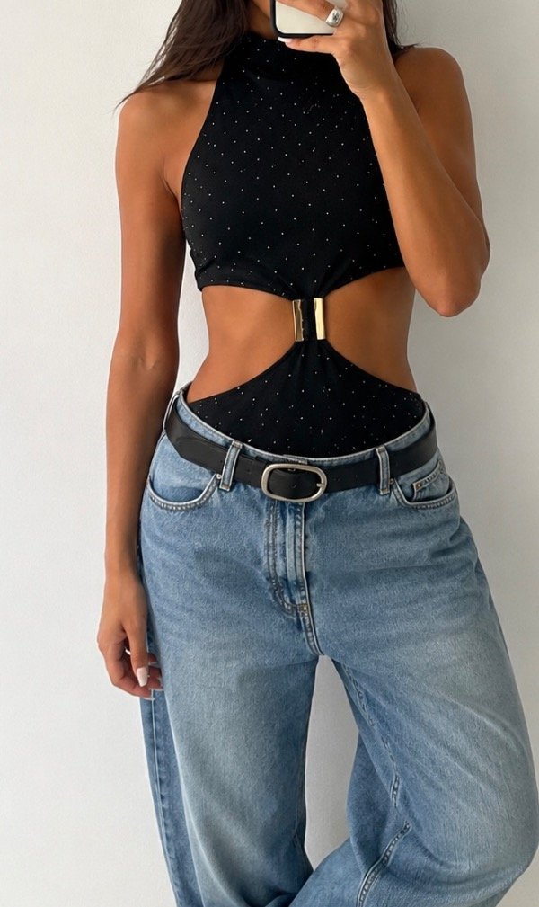Body microfibra strass