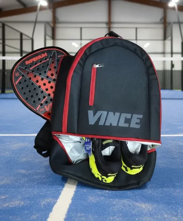 Producto - Mochila Paletera Vince Padel Negro con Rojo