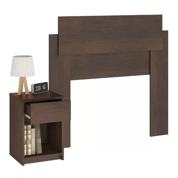 Producto - Respaldo c/ Mesas Luz Piso (1 plaza/ 1 Plaza 1/2) RUSTICO