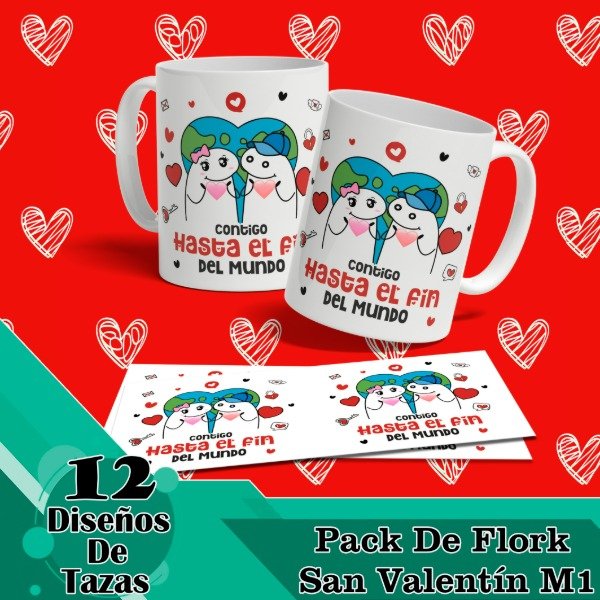 Producto - Diseños Digitales / Plantillas Para Tazas De Flork San Valentín M1