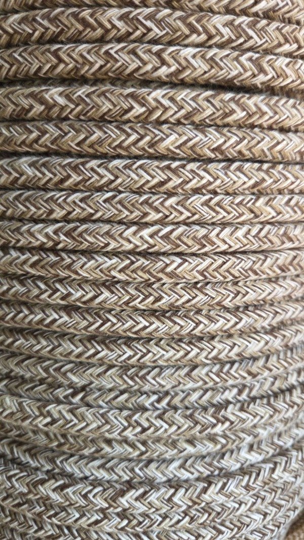 Producto - Cordón de algodón trenzado 7mm Jaspeado, SIMIL YUTE,  HABANO BEIGE Y CRUDO