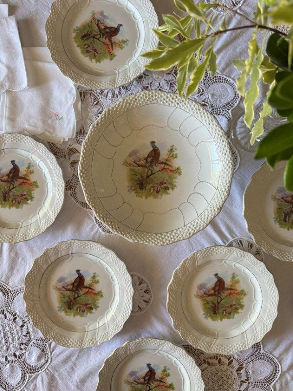 Producto - Plato de masas y 6 platos de postre de loza Francesa Nord Hamage