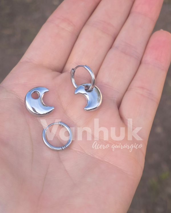 Producto - Aros argolla y dije luna clip P - 4