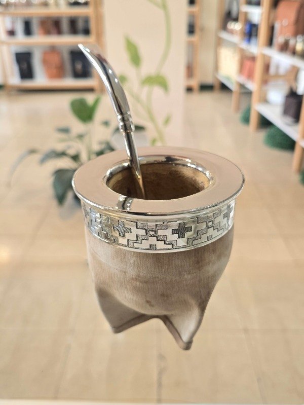 Producto - Mate imperial cuero crudo bombilla alpaca