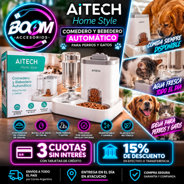 Producto - Comedero y Bebedero Automatico para perros y gatos - 0