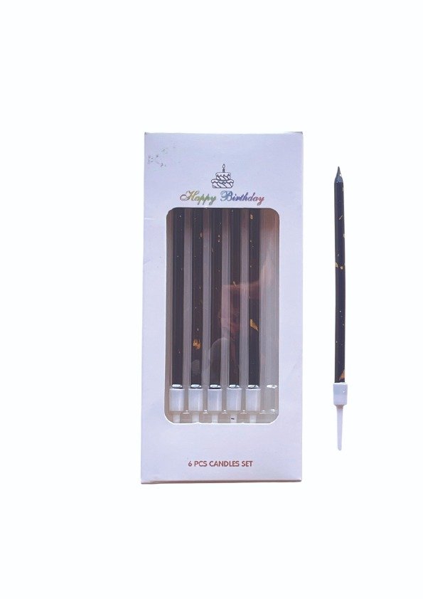 Producto - VELA MARMOLADA NEGRA X 6