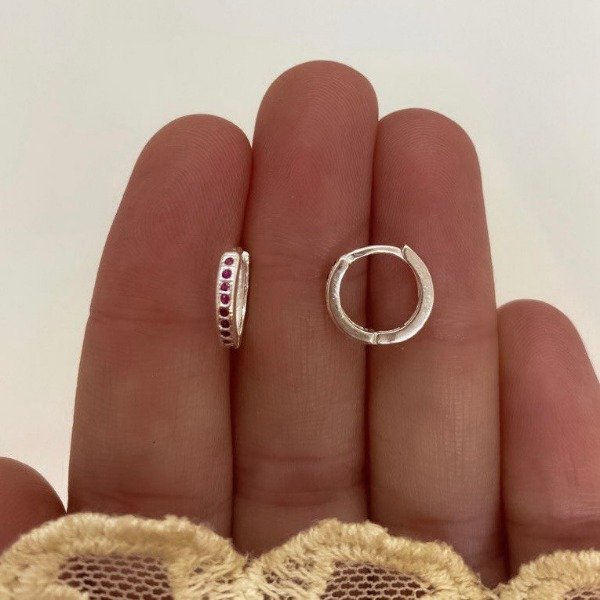 Producto - Mini Argollas cubic fucsia (cod.643)