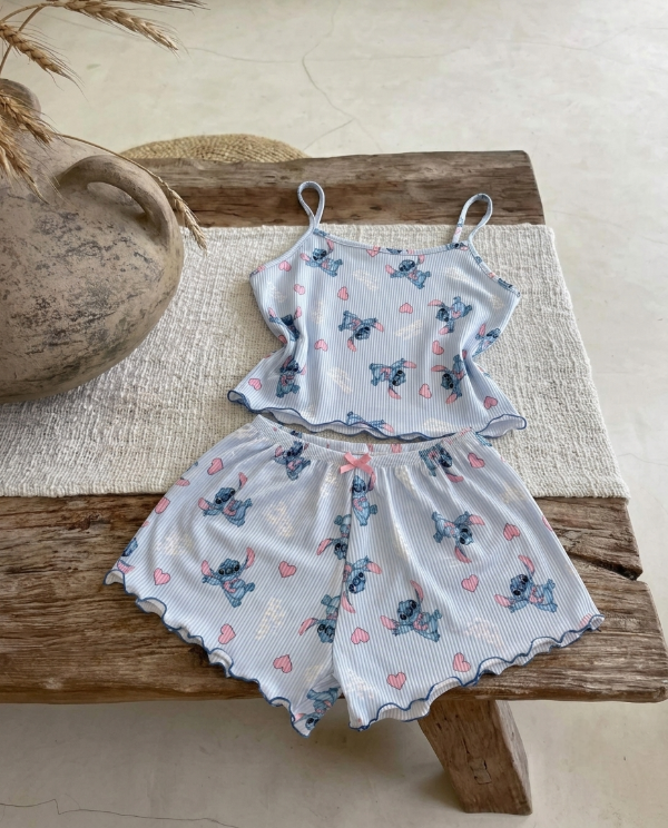 Producto - Pijama morley rulete - Stitch celeste
