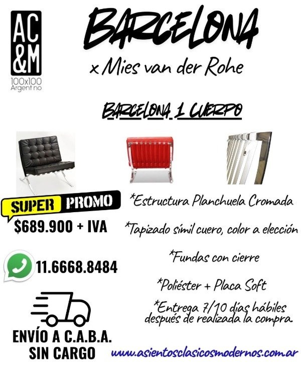Producto - Sillón BARCELONA 1 Cuerpo, Planchuela Cromada, Tapizado Talampaya!!