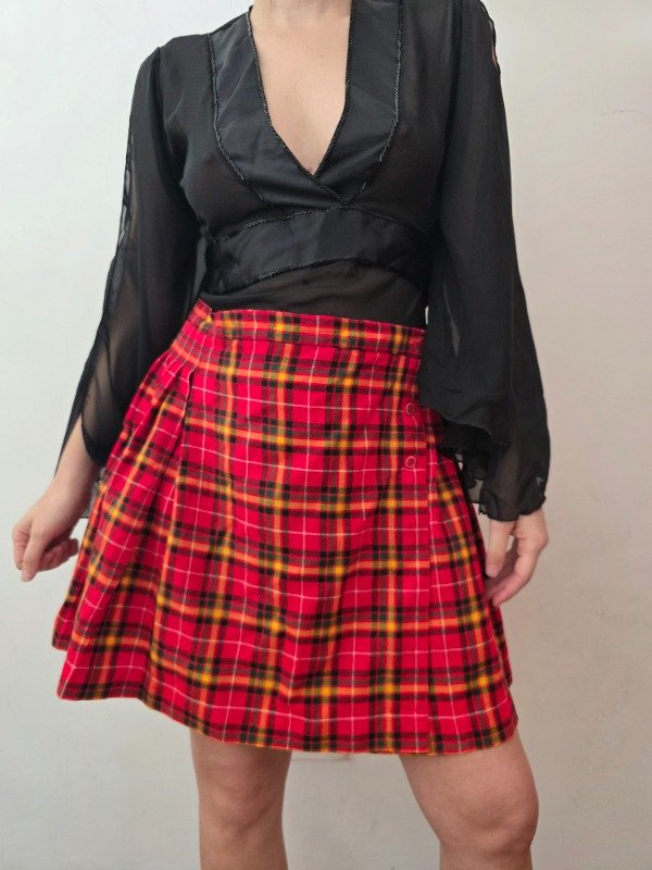 Producto - Falda Tartan Tableada Roja