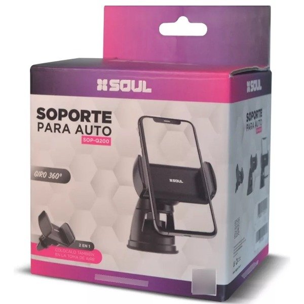 Producto - SOPORTE PARA AUTO SOUL Q200 2 EN 1 PARABRISAS Y REJILLA - 1
