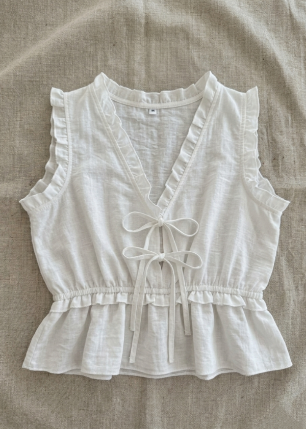 Producto - Blusa con lazos y volados - Blanco
