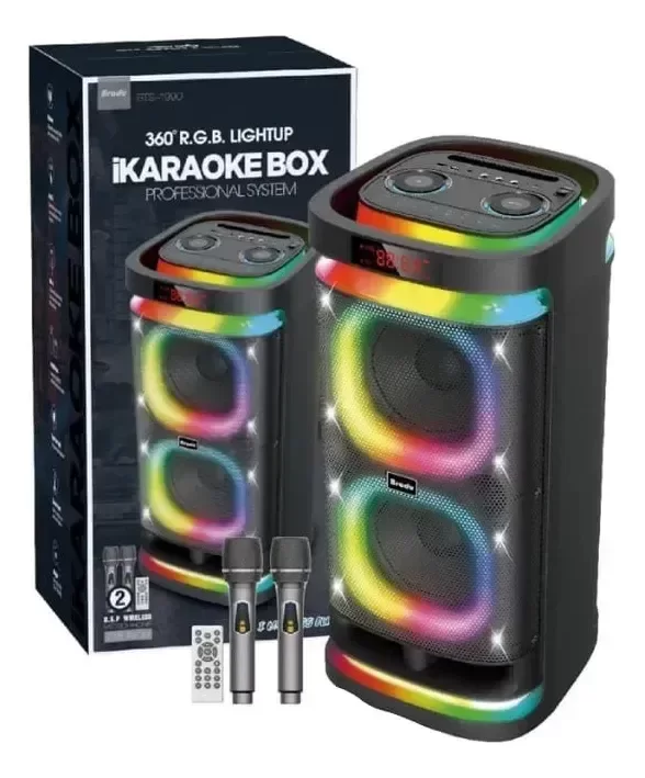 Producto - Parlante BT Karaoke 2 x 8" Torre Gigante 1,1M con 2 Micrófonos inalámbrico