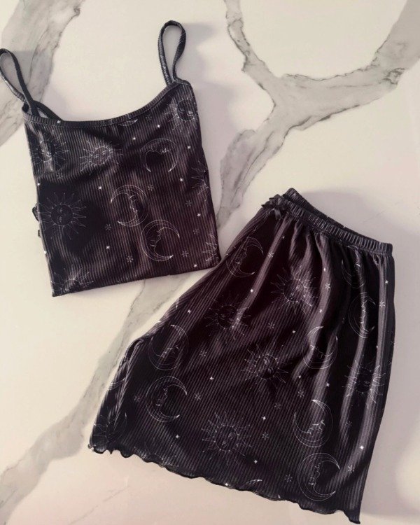 Producto - Pijama morley rulete negro con lunas