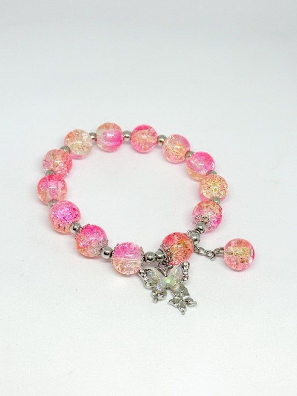 Producto - Pulsera elástica cristal dije mariposa