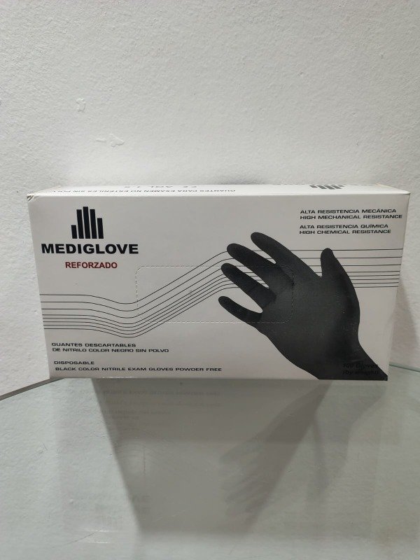 Producto - Guantes de nitrilo negros Mediglove caja 100u