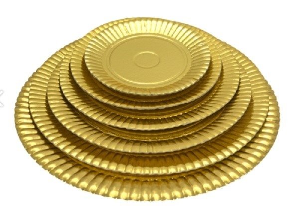 Producto - BANDEJA CARTON DORADA REDONDA varias medidas