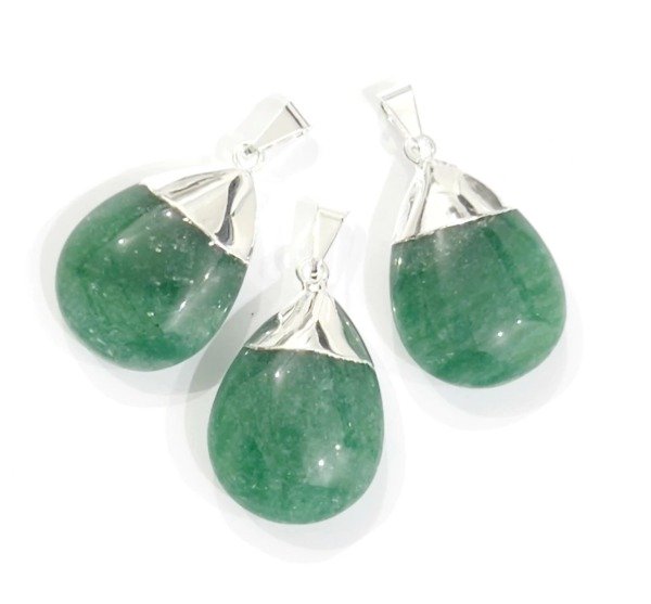 Producto - Dije gota con baño de plata de cuarzo verde