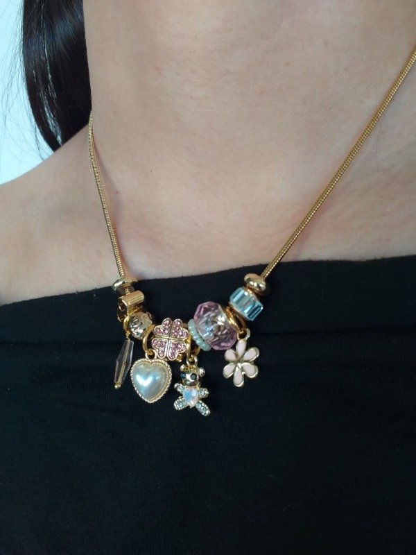 Producto - ADC0061 Collar Pandora Oso strass mas Charms