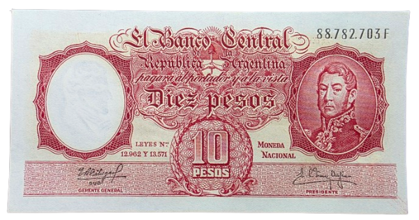 Producto - Moneda Nacional 10 Pesos (Fábregas - Mendez Delfino) Bott.1970 Unc