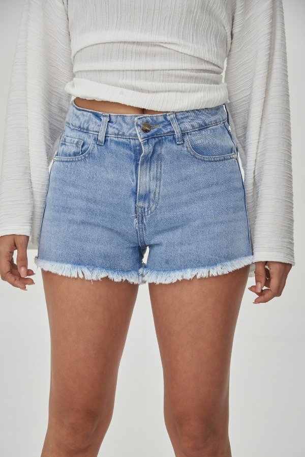 Producto - SHORT JEAN AIRA HIGH RISE CELESTE DESFLECADO - 1