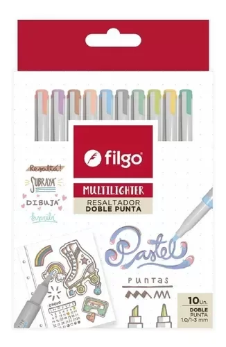 Producto - Resaltador Filgo Pastel Doble Punta x 10