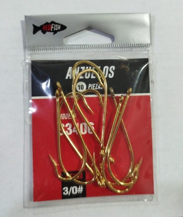 Producto - ANZUELO 3406 3/0 DORADO EN BOLSA X10 UNIDADES