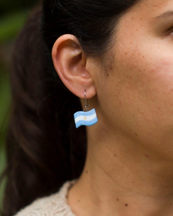Producto - Pendientes de bandera Argentina glitter flameando