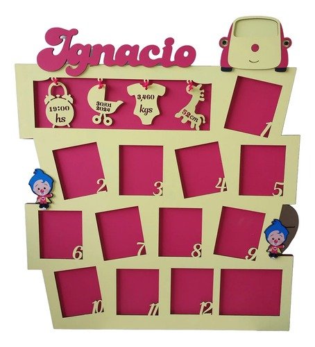Producto - Portaretratos Cuadro 12 Meses Decorado Fibrofacil - 4