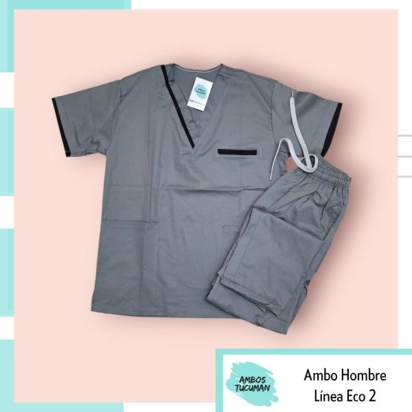 Producto - Ambo Eco Gris detalle Negro