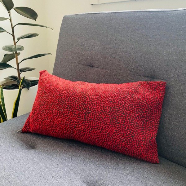 Producto - Almohadón Rectangular Jacquard Texturado Rojo y Marrón 50x30 cm