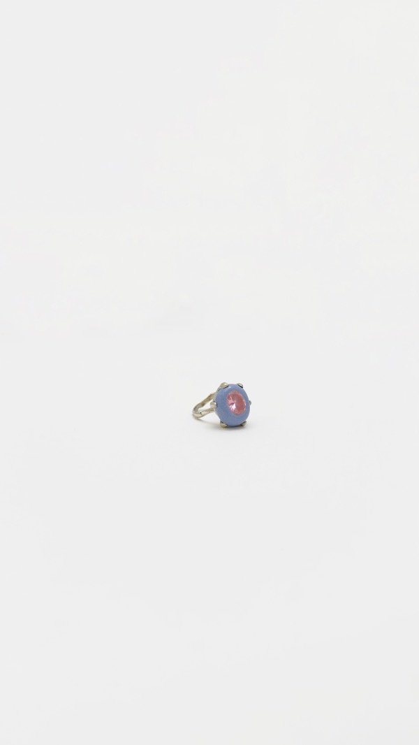 Producto - Anillo celeste con piedra cubic rosa (plateado)