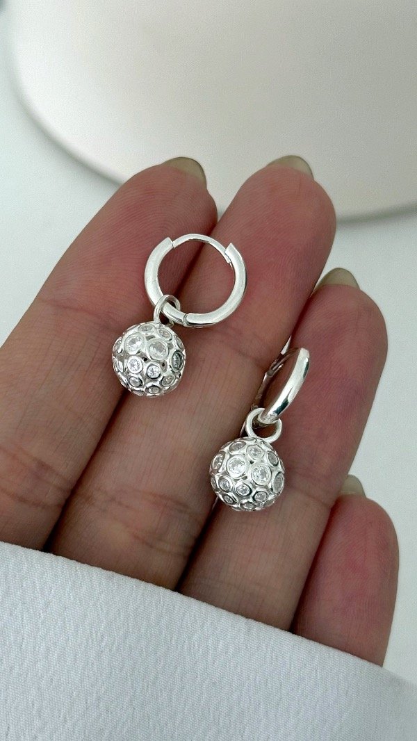 Producto - Argollas 12mm dije bolitas cubic P925