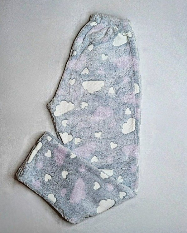 Producto - Pantalón polar luminoso - Gris con nubes lilas y blancas
