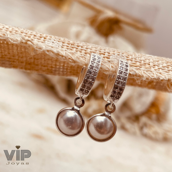 Producto - Aros Argollas Huggies Perlas Laminados Plata