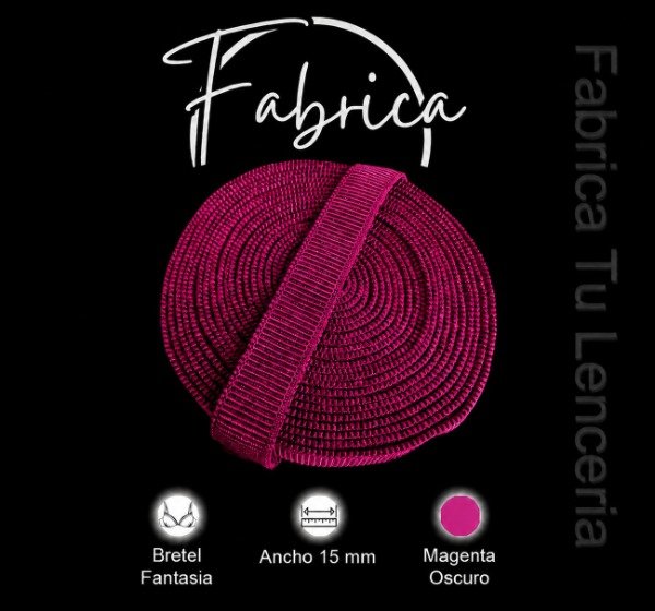Producto - Bretel Magenta Oscuro 15mm fantasía nylon (1 metro)