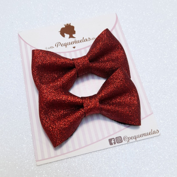 Mini moños Brunella Rojo Glitter