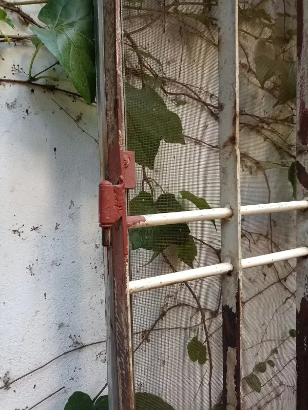 Producto - Reja de Hierro con Puerta Mosquitera de Aluminio Gris