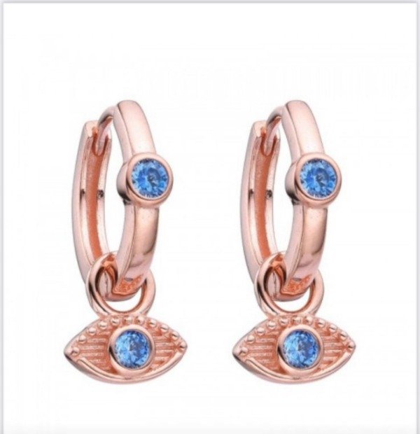 Producto - Argollita con dije Ojo Turco Plata-925. Par